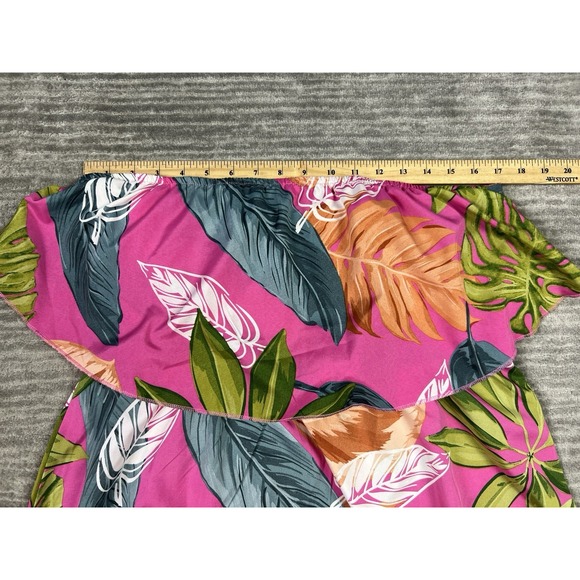 Shein Dress Womens XL Pink Tropical Floral Strapless Mini Polyester - Picture 4 of 13